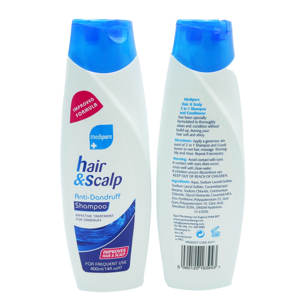 Medipure + Hair & Scalp Anti-Dandruff Shampoo 400ml | High Quality Hair Care Product Online - Product Image Medipure + Hair & Scalp Anti-Dandruff Shampoo 400ml | High Quality Hair Care Product Online - Product Image